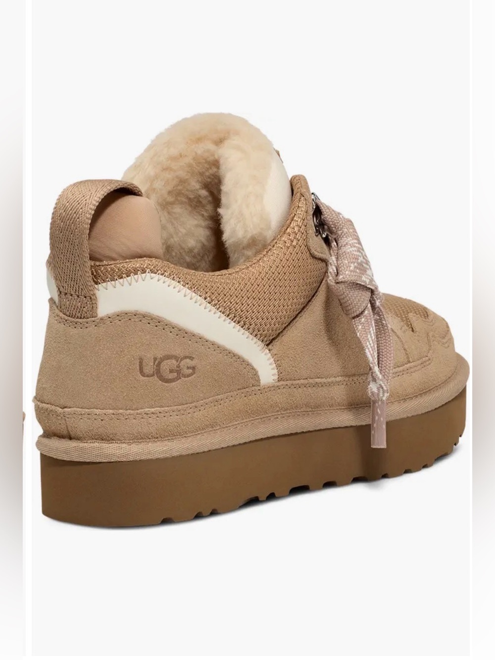NEW! UGG Lowmel Tan Suede Platform Lace-Up Sneaker - 8 - Picture 2 of 13